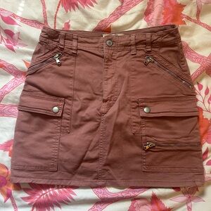 Mauve Pink Free People Utility Mini Skirt with Zipper Pockets